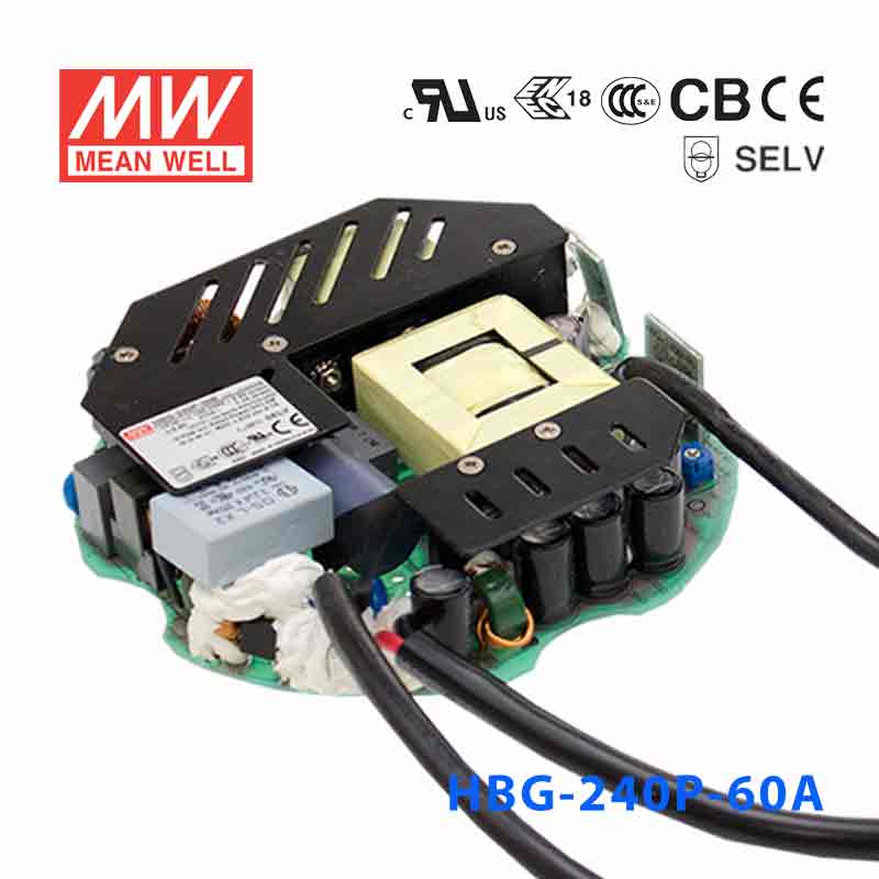 HBG-240P-60B HBG-240P-60B 240W 宽范围输入 36~60V 4.0A输出 工矿灯用铝壳明纬LED电源(三合一调光功能)