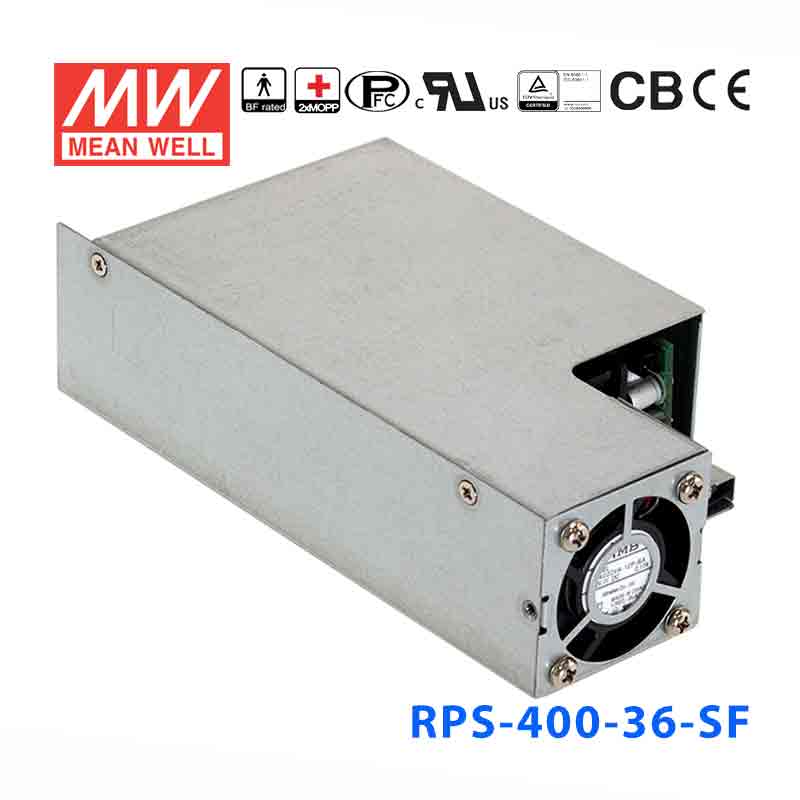 RPS-400-36-SF RPS-400-36-SF 400W 36V 11.2A 单路输出PFC微漏电流低空载损耗侧置风扇机壳型医用明纬开关电源