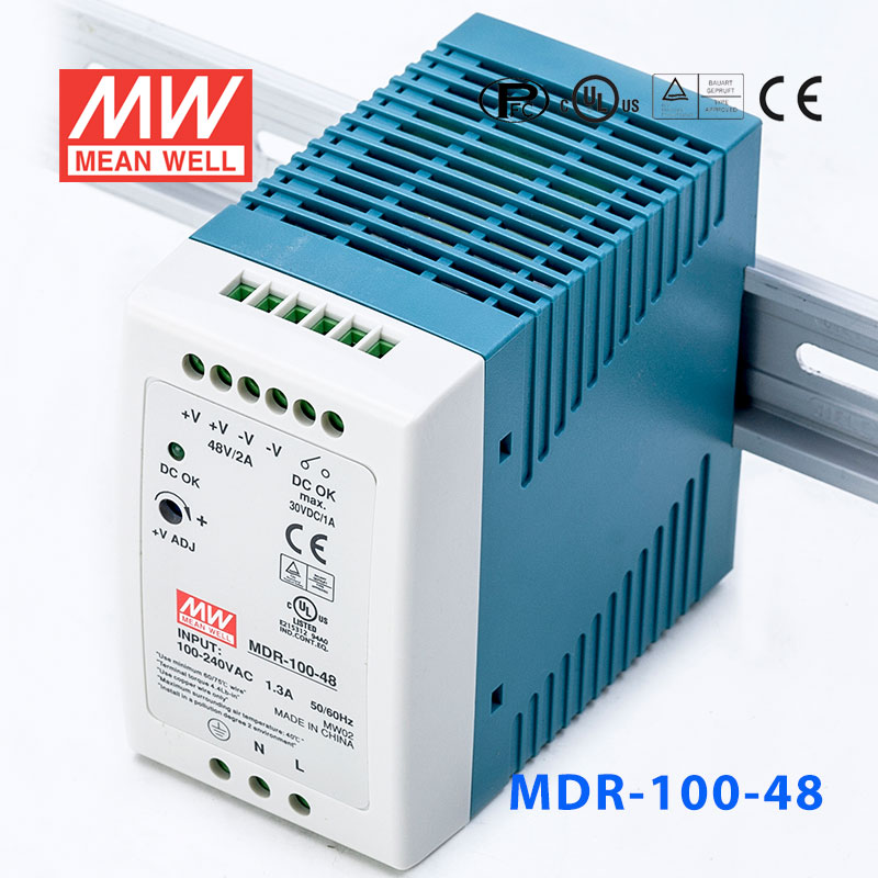 MDR-100-48 MDR-100-48 100W 48V2A 单输出低空载损耗DIN导轨型明纬电源