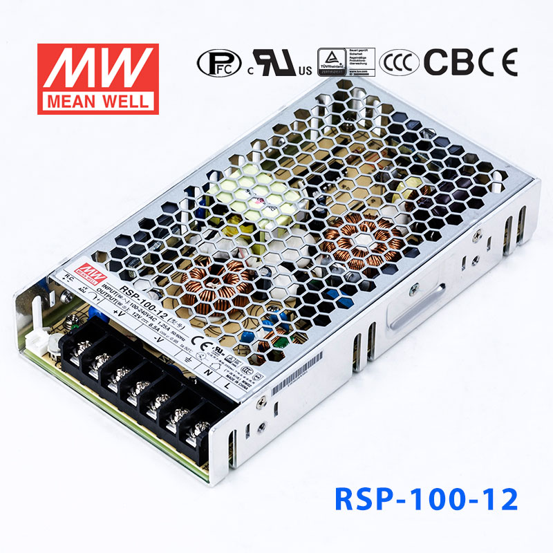 RSP-100-12 RSP-100-12 100W 12V8.5A单路输出低厚度带功率因素校正CCC认证明纬开关电源