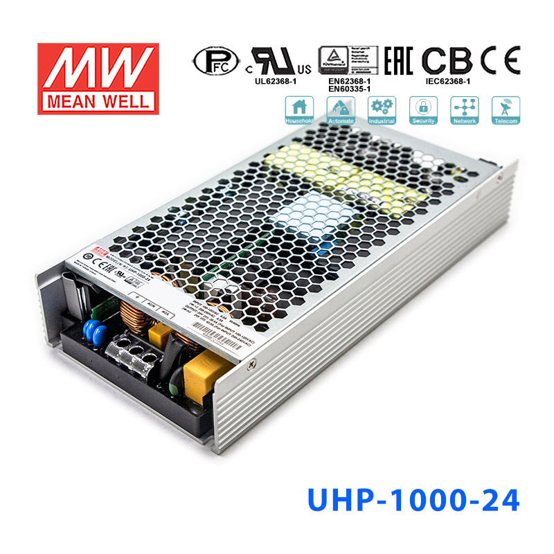 UHP-1000-24 UHP-1000-24 1000W 24V 42A 明纬PFC高性能超薄电源