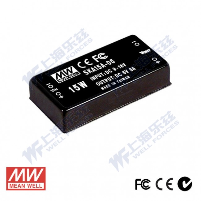 SKA15C-12 SKA15C-12 15W 36~72V 输入 12V 稳压单路输出明纬DC-DC转换模块电源