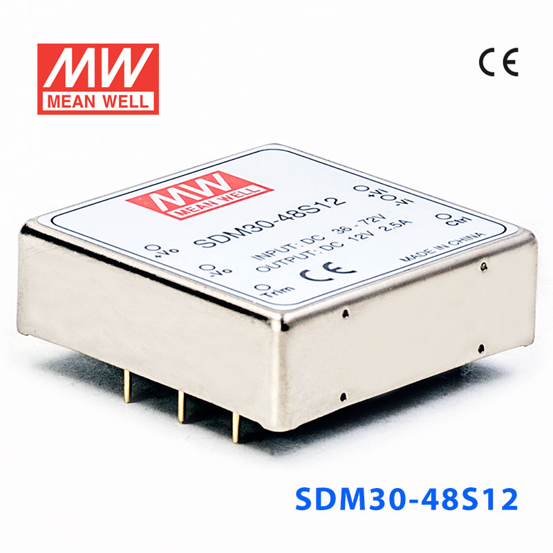 SDM30-48S12 SDM30-48S12 30W 36~72V 输入 12V 稳压单路输出明纬DC-DC转换模块电源