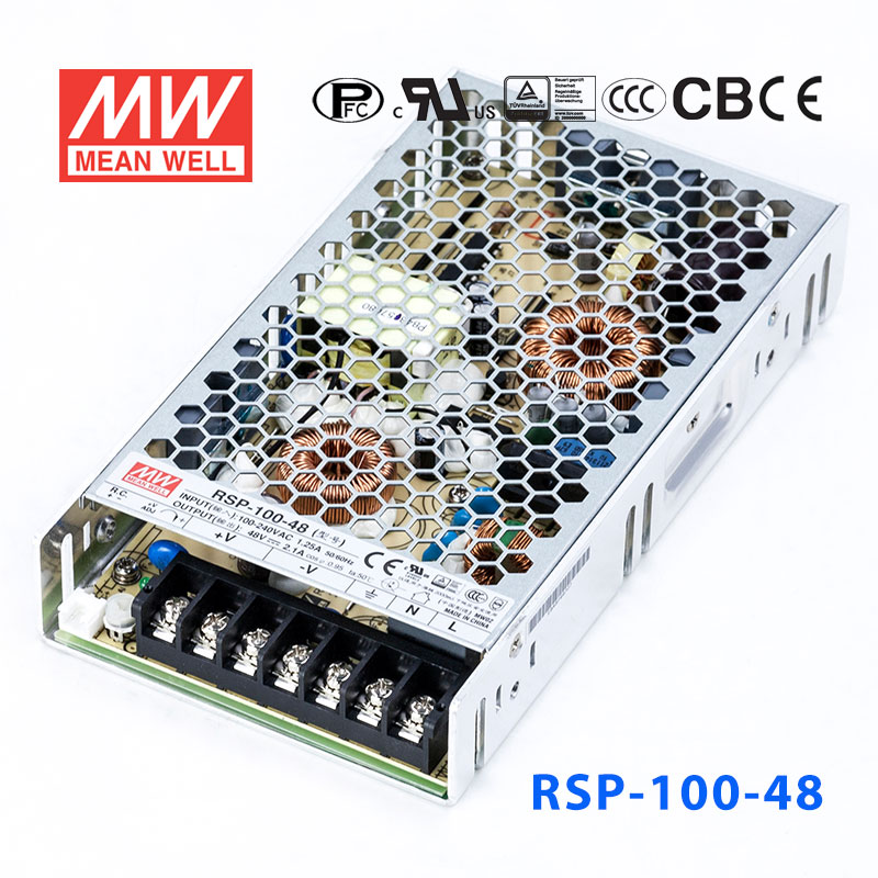 RSP-100-48 RSP-100-48 100W 48V2.1A单路输出低厚度带功率因素校正CCC认证明纬开关电源