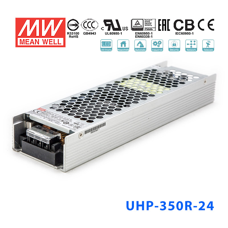 UHP-350R-24 UHP-350R-24 350W 24V 14.6A 明纬PFC高性能超薄电源(冗余功能)