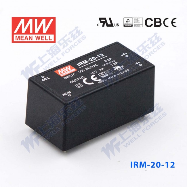IRM-20-12 IRM-20-12 20W 12V 1.8A 单路输出高能效裸板型明纬开关电源