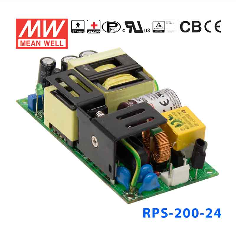 RPS-200-24 RPS-200-24 200W 24V 5.9A 单路输出微漏电低空载损耗医用无外壳明纬开关电源