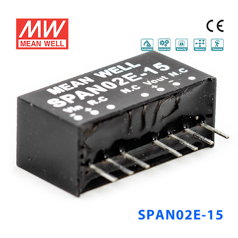 SPAN02E-15 SPAN02E-15 2W 4.5~9V 转 15V 134mA非稳压单路输出DC-DC模块电源