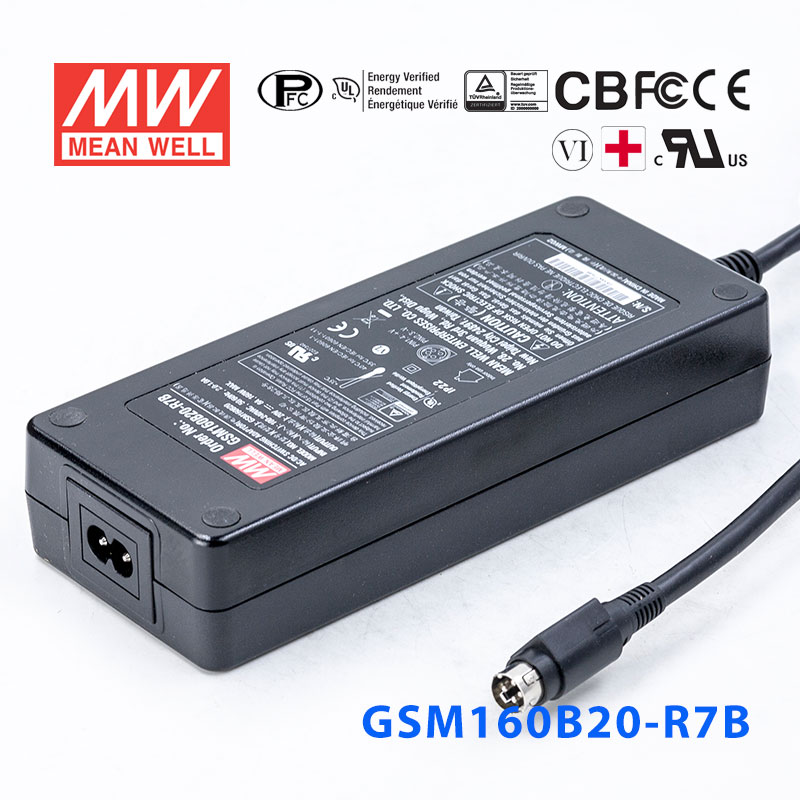 GSM160B20-R7B GSM160B20-R7B 160W 20V8.0A输出明纬高能效医疗型外置桌面型电源适配器