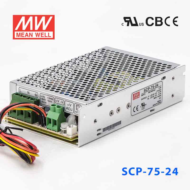 SCP-75-24 SCP-75-24 75W 27.6V2.7A 输出带温度补偿浮充电明纬不间断安防电源