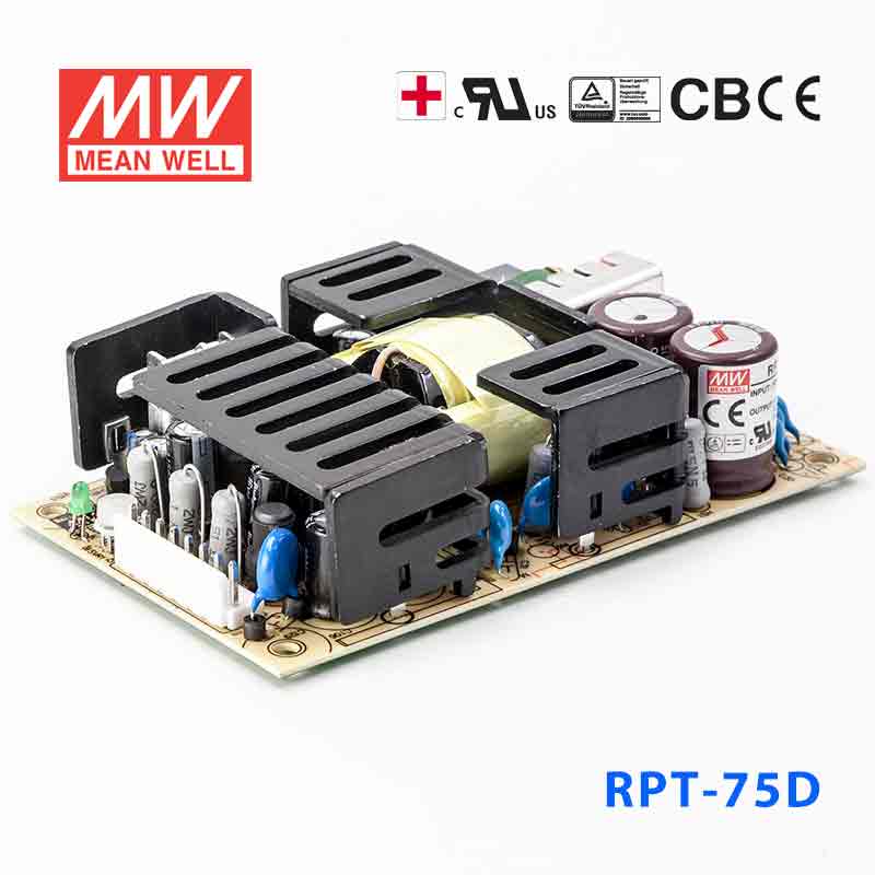 RPT-75D RPT-75D 75W +5V 7A +24V 2A +12V 1A 三路输出绿色明纬医用无外壳电源