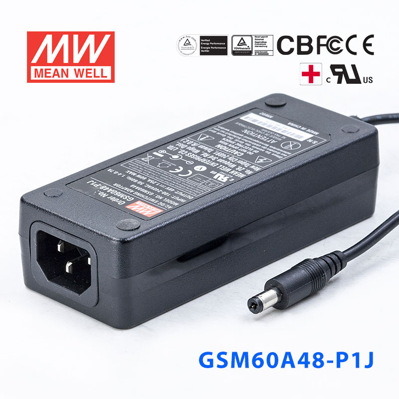 GSM60A48-P1J GSM60A48-P1J 60W 48V1.25A明纬高能效医疗型IEC320-C14插口电源适配器