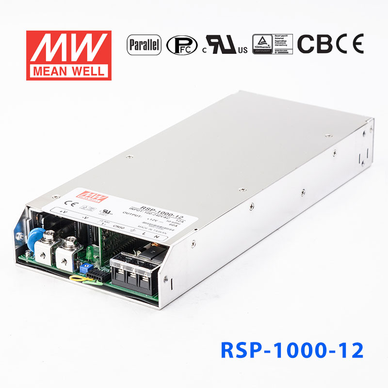 RSP-1000-12 RSP-1000-12 1000W 12V60A 1U 单路输出带功率因素校正可并联明纬开关电源