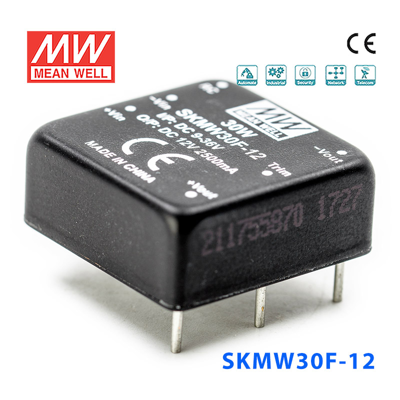 SKMW30F-12 SKMW30F-12 30W 9~36V 转 12V 2.5A 非稳压单路输出明纬DC-DC模块电源