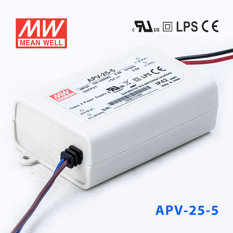 APV-25-5 APV-25-5 25W 5V 3.5A 明纬牌恒压输出防水塑壳LED照明电源