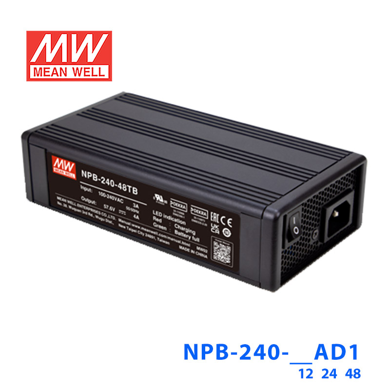 NPB-240-12TB 明纬NPB-240-12TB 2/3段式12V13.5A铅酸/锂电池充电器240W