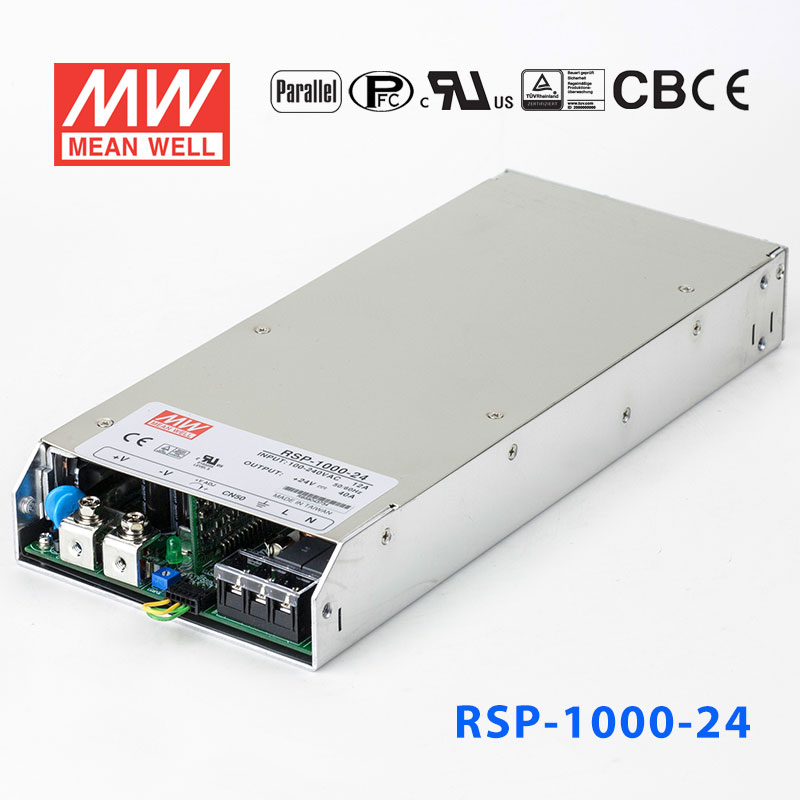 RSP-1000-24 RSP-1000-24 1000W 24V40A 1U 单路输出带功率因素校正可并联明纬开关电源