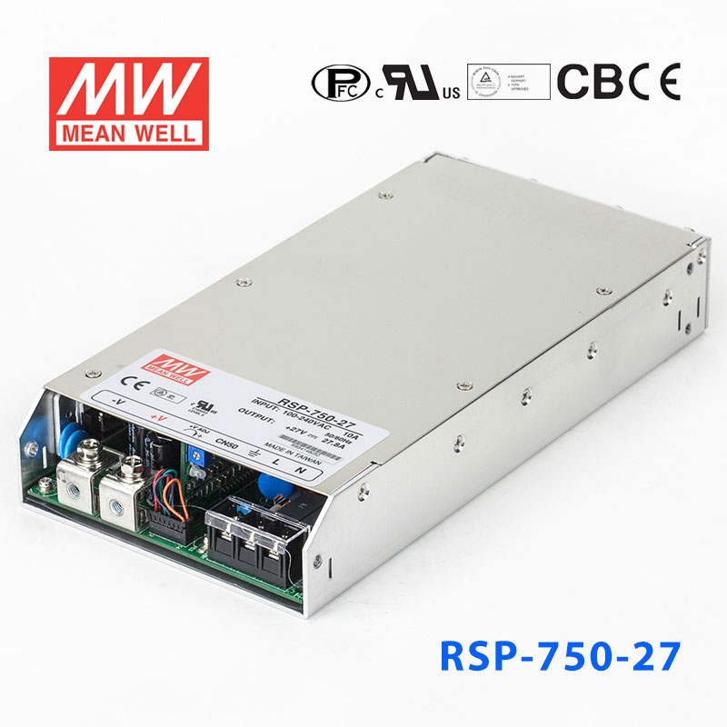 RSP-750-27 RSP-750-27 750W 27V27.8A 单路可调电压输出带功率因素校正1U薄型明纬开关电源