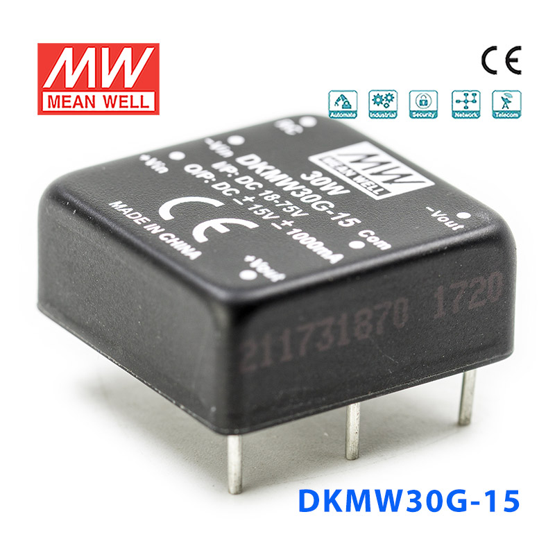 DKMW30G-15 DKMW30G-15 30W 18~75V 转 ±15V 1A 非稳压双路输出明纬DC-DC模块电源