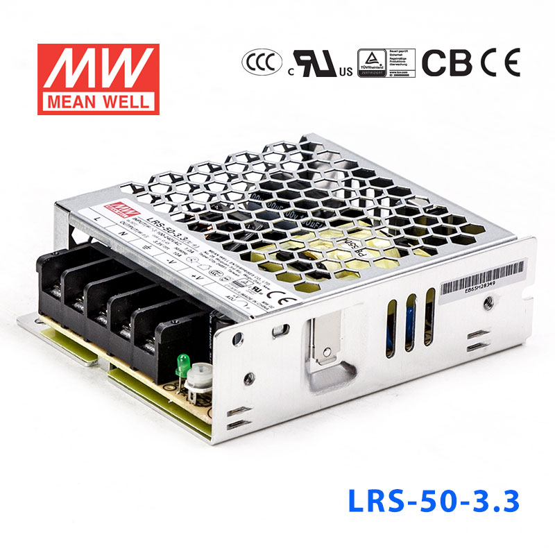 LRS-50-3.3 LRS-50-3.3 33W 3.3V 10A单路输出超薄型低空载损耗明纬开关电源
