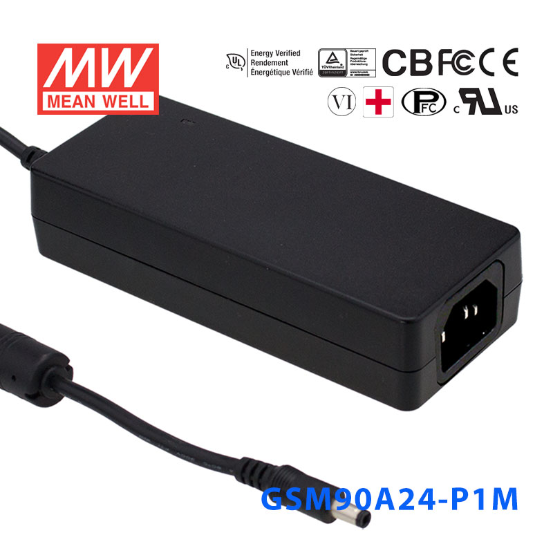 GSM90A24-P1M GSM90A24-P1M 90W 24V3.75A输出明纬高能效医疗型外置桌面型电源适配器