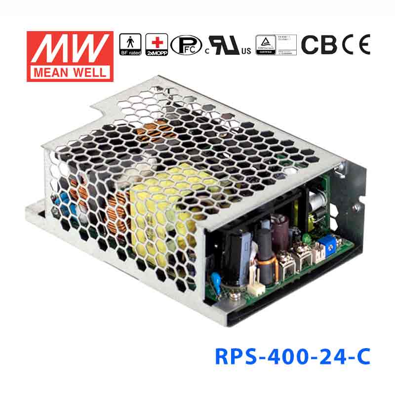 RPS-400-24-C RPS-400-24-C 400W 24V 16.7A 单路输出PFC微漏电流低空载损耗机壳型医用明纬开关电源