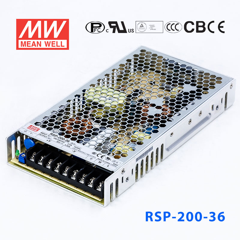 RSP-200-36 RSP-200-36 200W 36V5.56A 单路输出带功率因素校正超薄型明纬开关电源