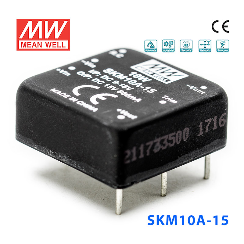 SKM10A-15 SKM10A-15 10W 9~18V 转 15V 666mA 非稳压单路输出DC-DC模块电源