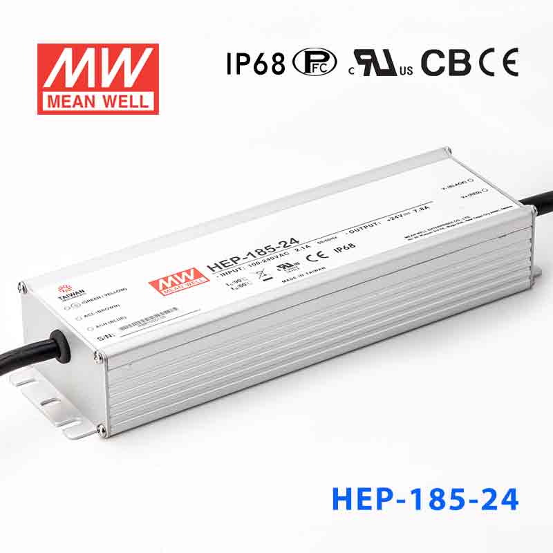 HEP-185-24 HEP-185-24 185W 24V 7.8A无风扇全密封IP68防护高效率明纬电源