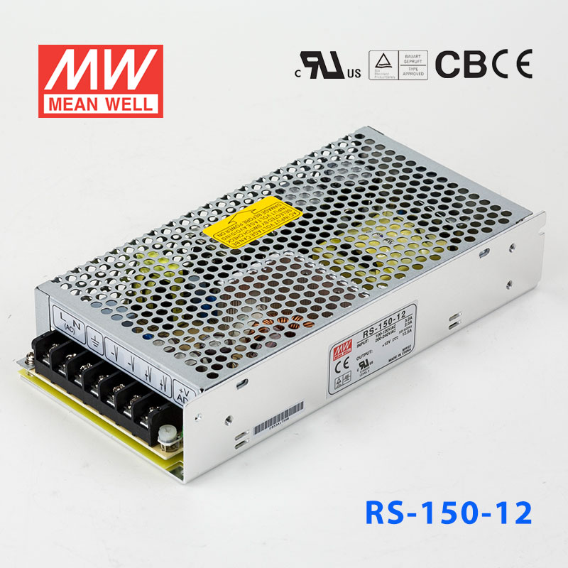 RS-150-12 RS-150-12 150W 12V12.5A 单路输出明纬电源(G3系列-高性能内置有外壳)