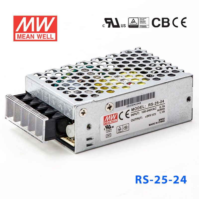 RS-25-24 RS-25-24 25W 24V1.1A 单路输出明纬电源(G3系列-高性能内置有外壳)