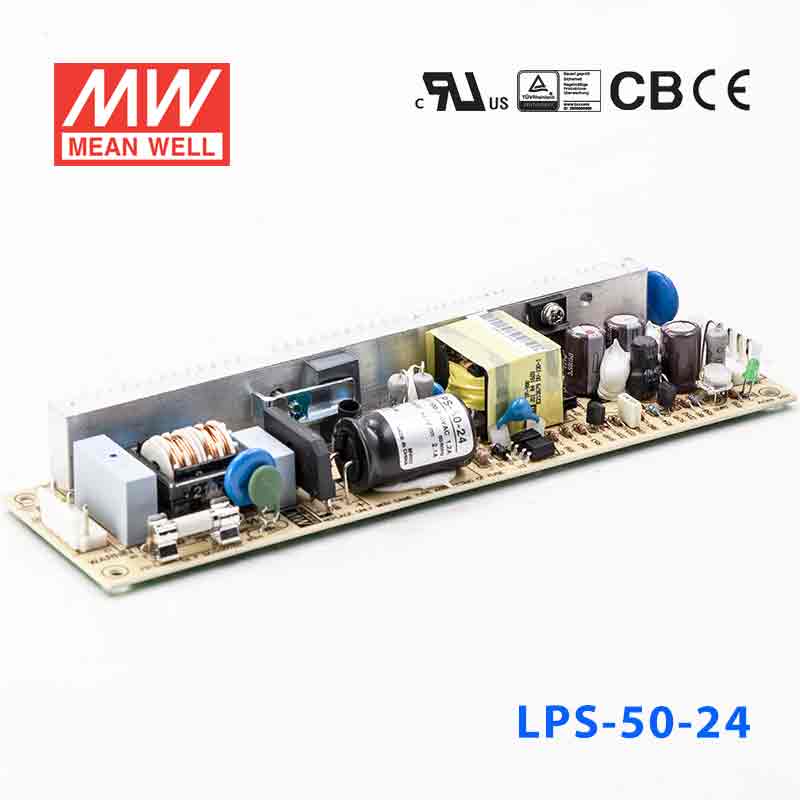 LPS-50-24 LPS-50-24 50W 24V 2.1A 单路输出无外壳窄条PCB板明纬开关电源