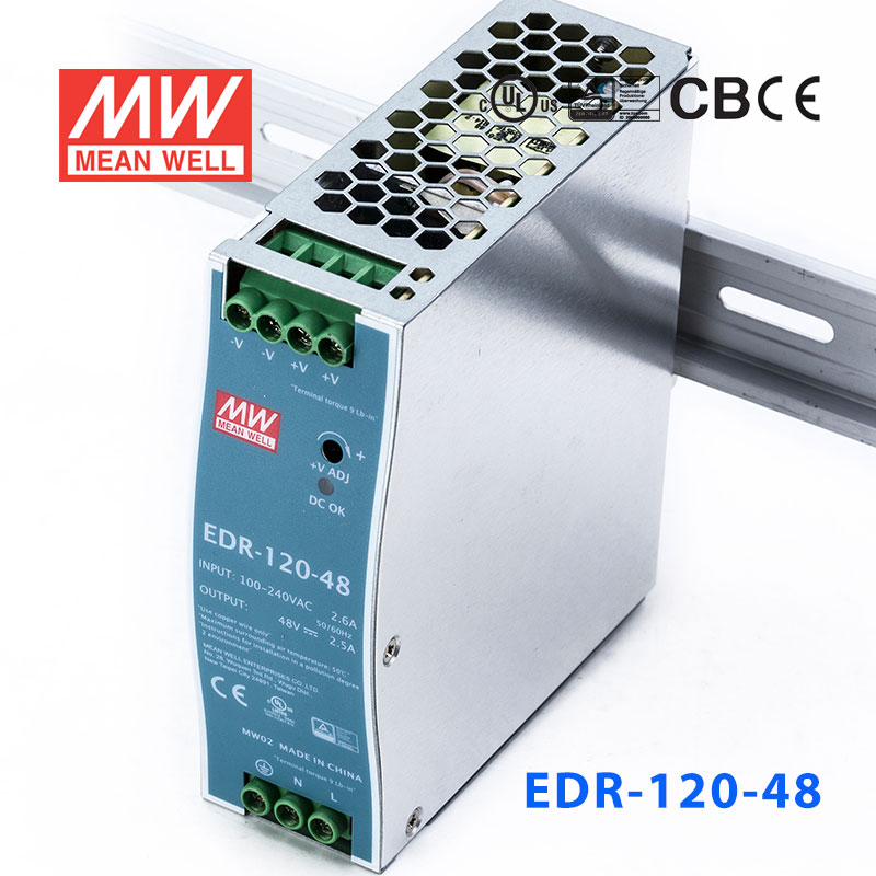 EDR-120-48 EDR-120-48 120W 48V2.5A单路输出明纬超薄型导轨安装电源