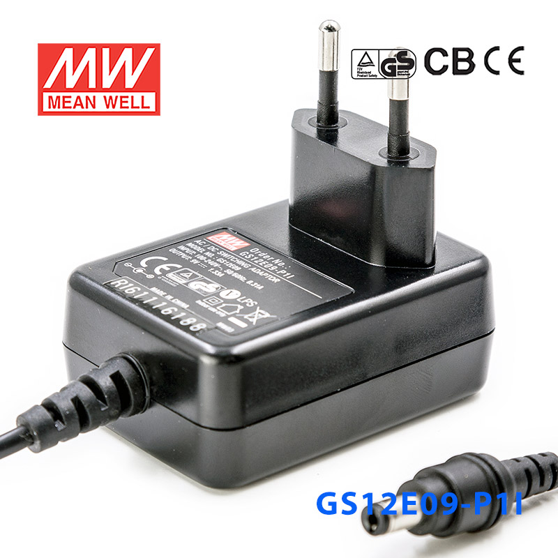 GS12E09-P1I GS12E09-P1I 12W 9V1.33A 输出绿色能源明纬墙插电源适配器(欧式插头)