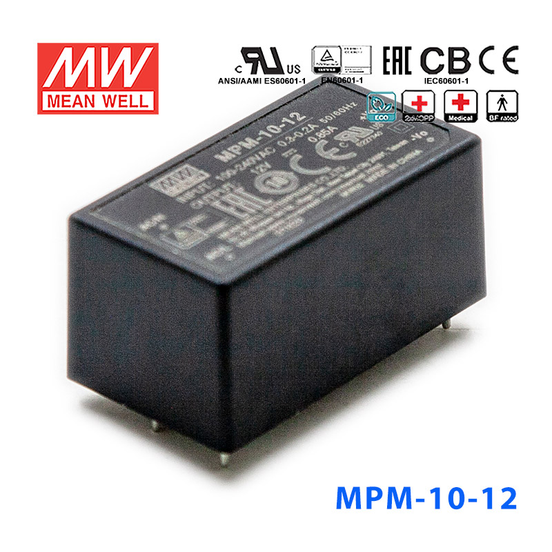 MPM-10-12 MPM-10-12台湾明纬10.2W 80~264V输入12V0.85A输出医疗基板电源