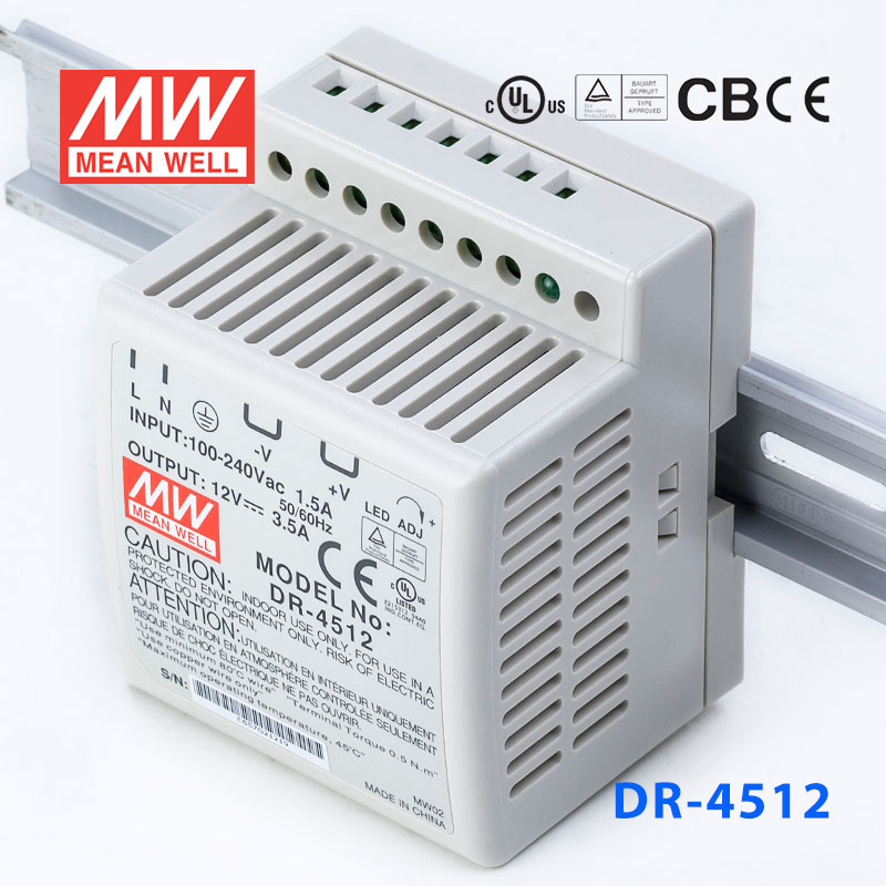 DR-4512 DR-4512 45W 12V3.5A单路输出导轨安装明纬开关电源