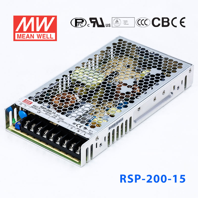 RSP-200-15 RSP-200-15 200W 15V13.4A 单路输出带功率因素校正超薄型明纬开关电源