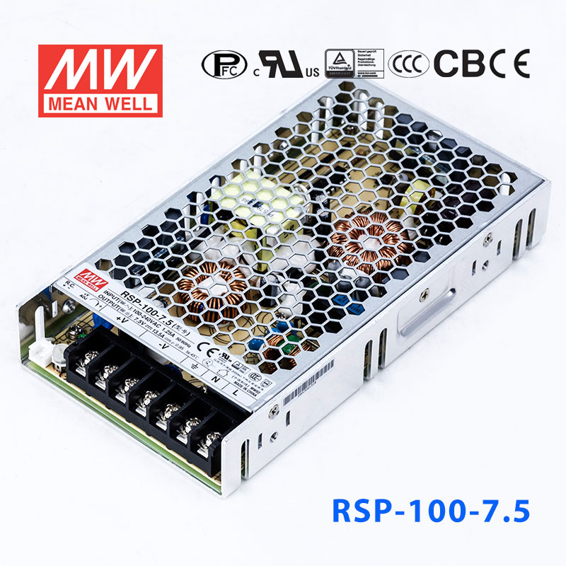 RSP-100-7.5 RSP-100-7.5 100W 7.5V13.5A单路输出低厚度带功率因素校正CCC认证明纬开关电源