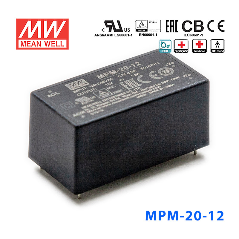 MPM-20-15 Mean Well MPM-20-15 Power Supply 20W 15V 1.4A