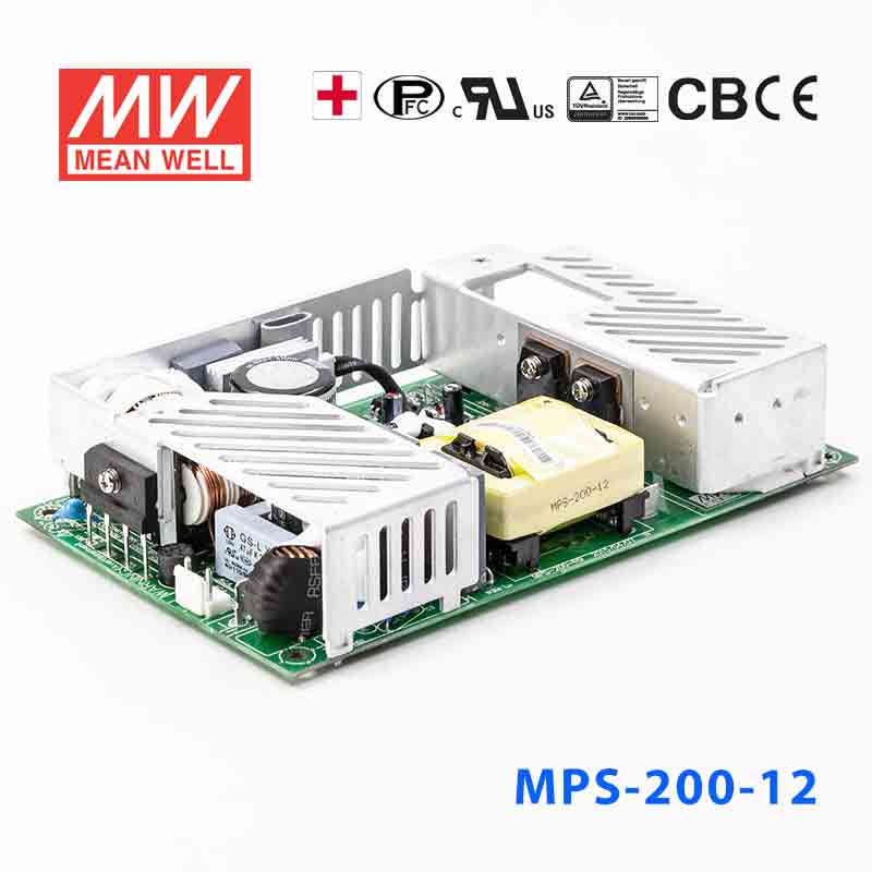 MPS-200-12 MPS-200-12 200W 12V16.7A 输出微漏电带PFC医用无外壳明纬开关电源