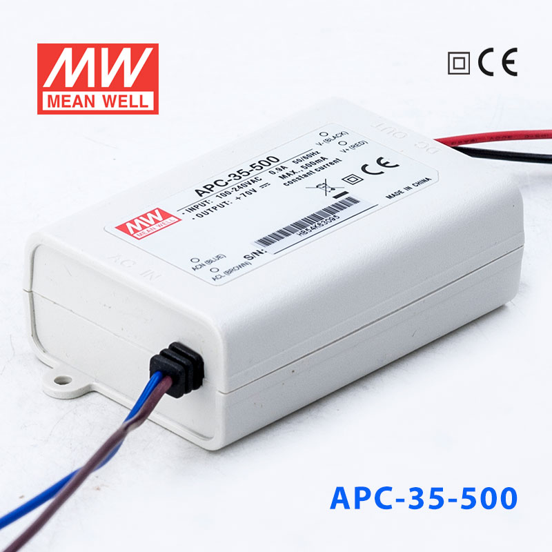 APC-35-500 APC-35-500 35W 25-70V 500mA 明纬牌恒流输出防水塑壳LED照明电源