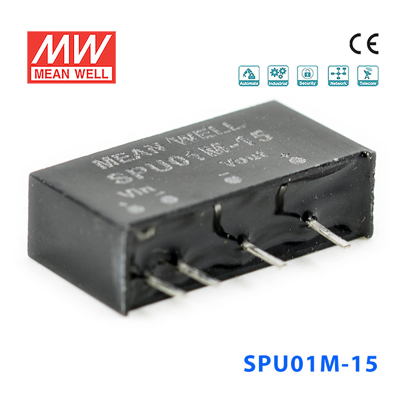 SPU01M-15 SPU01M-15 1W 12V 转 15V 非稳压单路输出明纬DC-DC转换模块电源