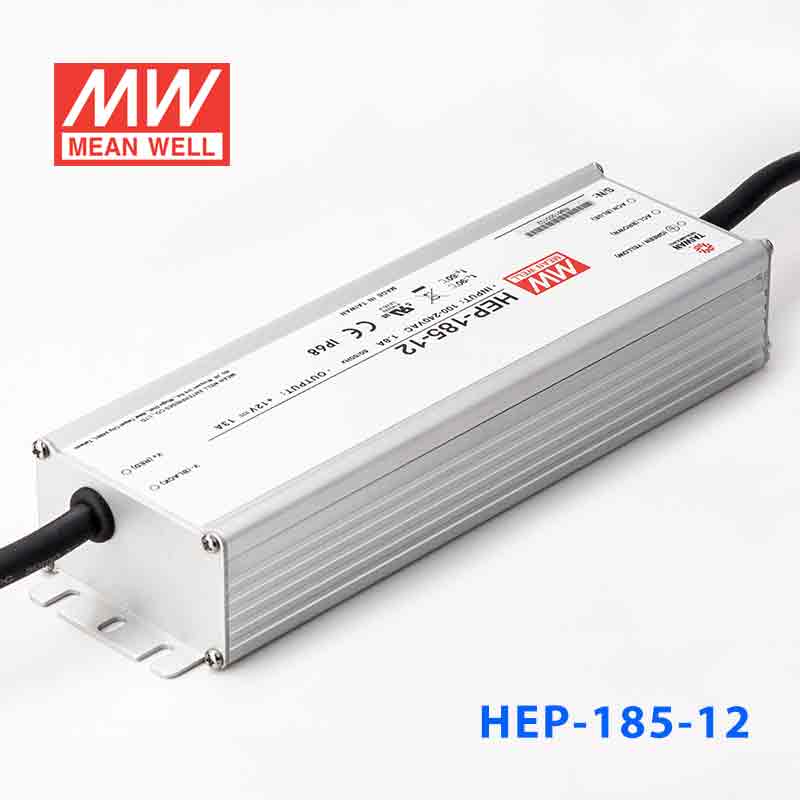 HEP-185-15A HEP-185-15A 185W 15V 11.5无风扇全密封IP65防护输出电压/电流可调高效率明纬电源