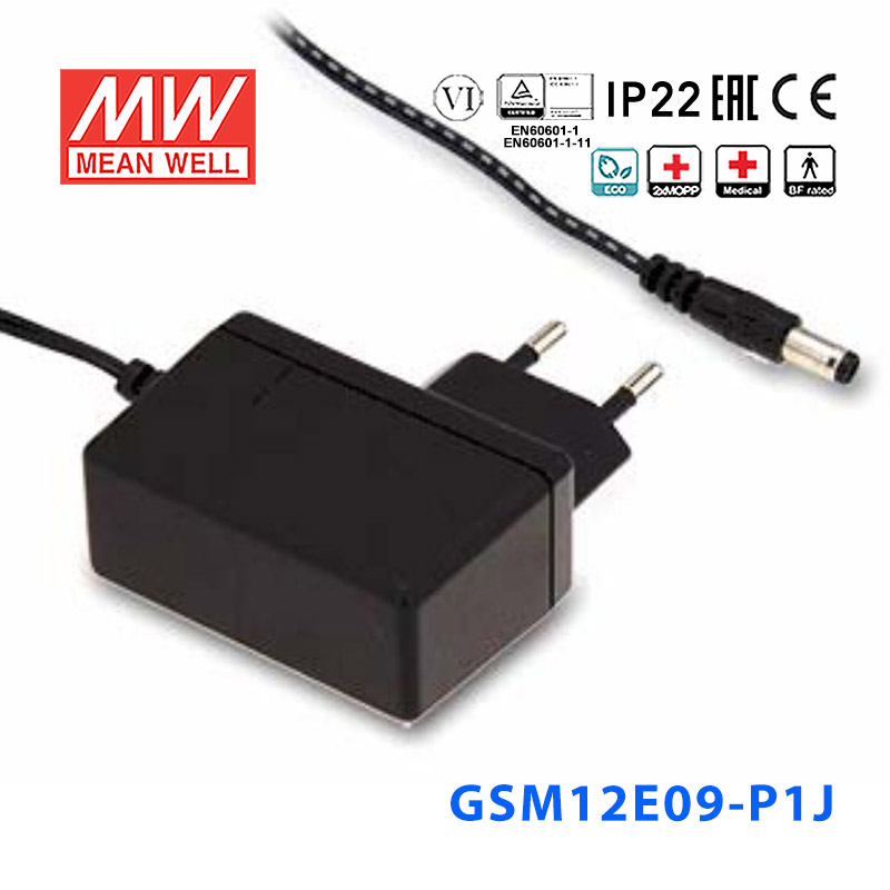 GSM12E09-P1J GSM12E09-P1J台湾明纬12W 80~264V输入 9V1.33A输出医疗型适配器