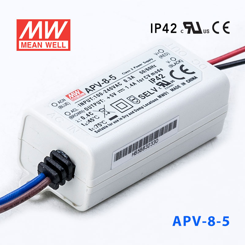 APV-8-5 APV-8-5 7W 5V 1.4A 明纬牌恒压输出防水塑壳LED照明电源
