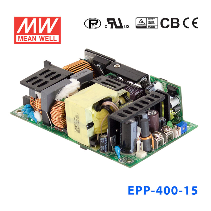 EPP-400-15 EPP-400-15 400W 15V26.7A 单输出高效能PFC裸板明纬电源
