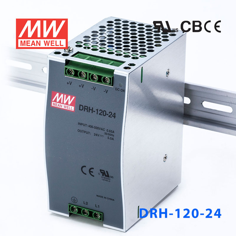 DRH-120-24 DRH-120-24 120W 24V5A 高电压单相输入单路输出DIN导轨安装明纬开关电源