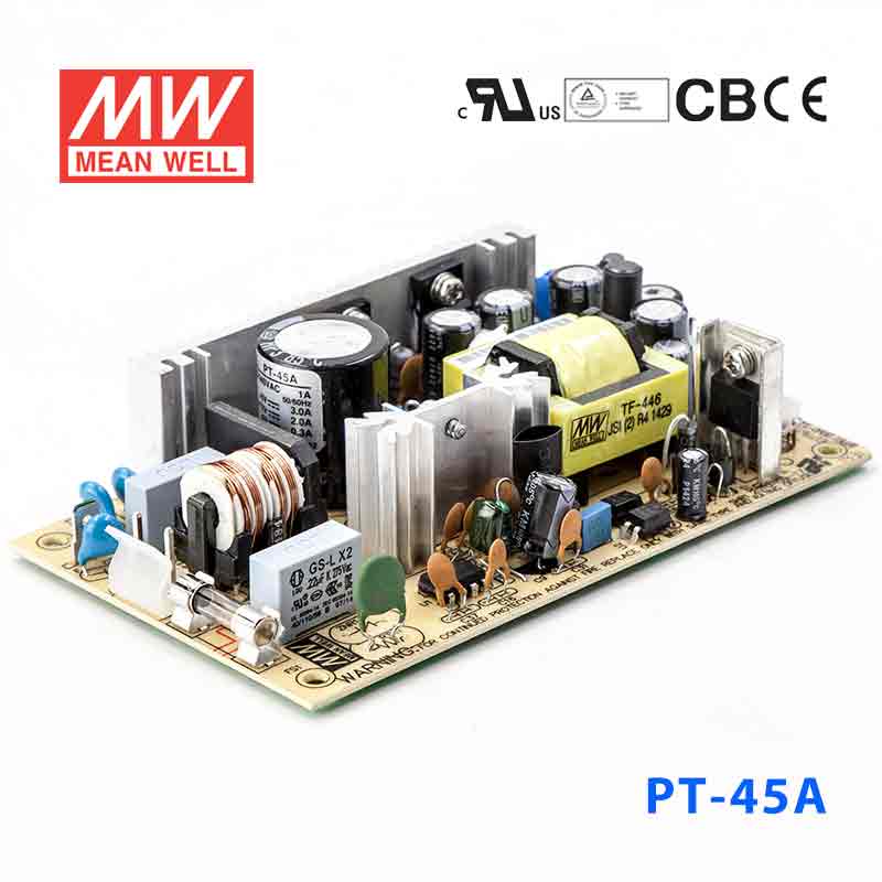 PT-45A PT-45A 45W +5V 5A +12V 2.5A -5V 0.5A 三路输出无外壳PCB板明纬开关电源