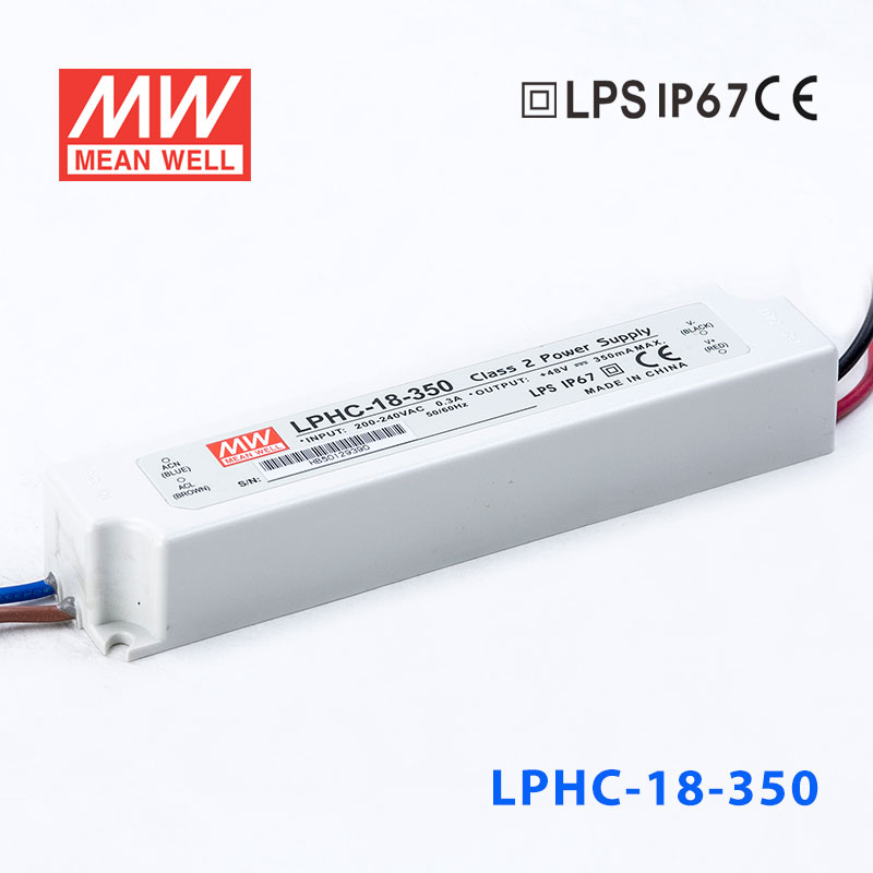 LPHC-18-350 LPHC-18-350 18W 220V输入350mA恒流输出明纬牌IP67防水塑壳LED照明电源