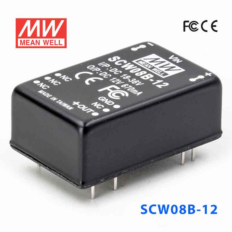 SCW08B-12 SCW08B-12 8W 18~36V 输入12V 稳压单路输出明纬DC-DC转换模块电源
